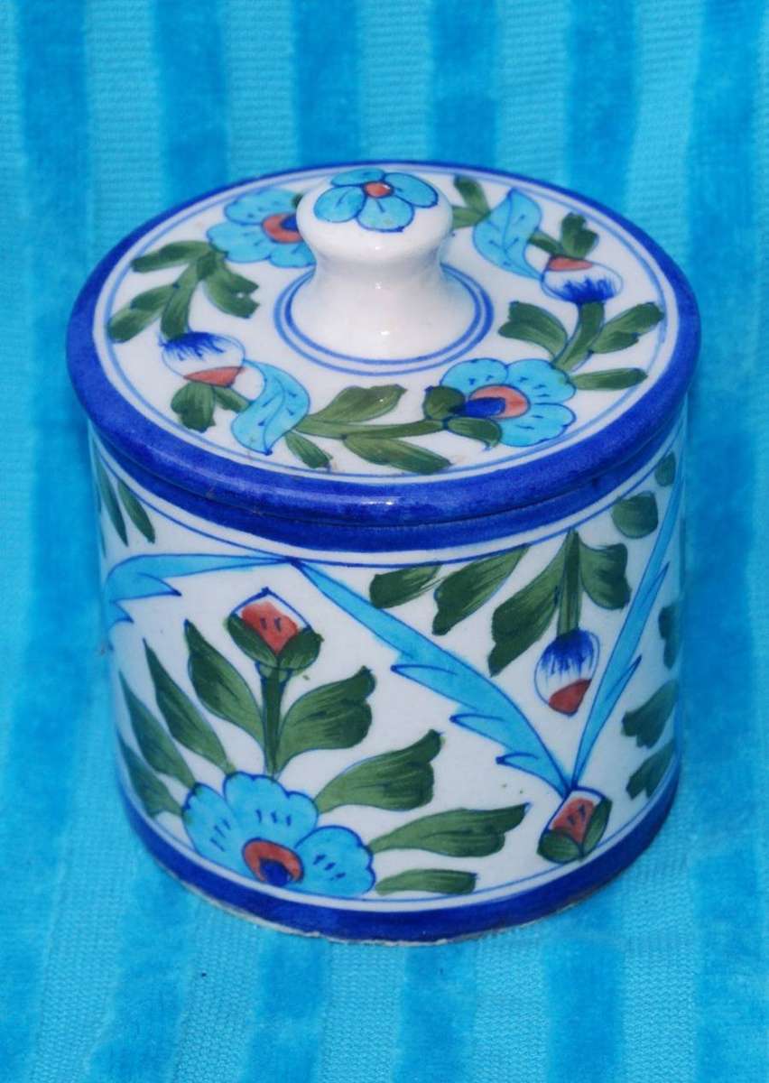 Vintage Hand Painted Ceramic Lidded Jar