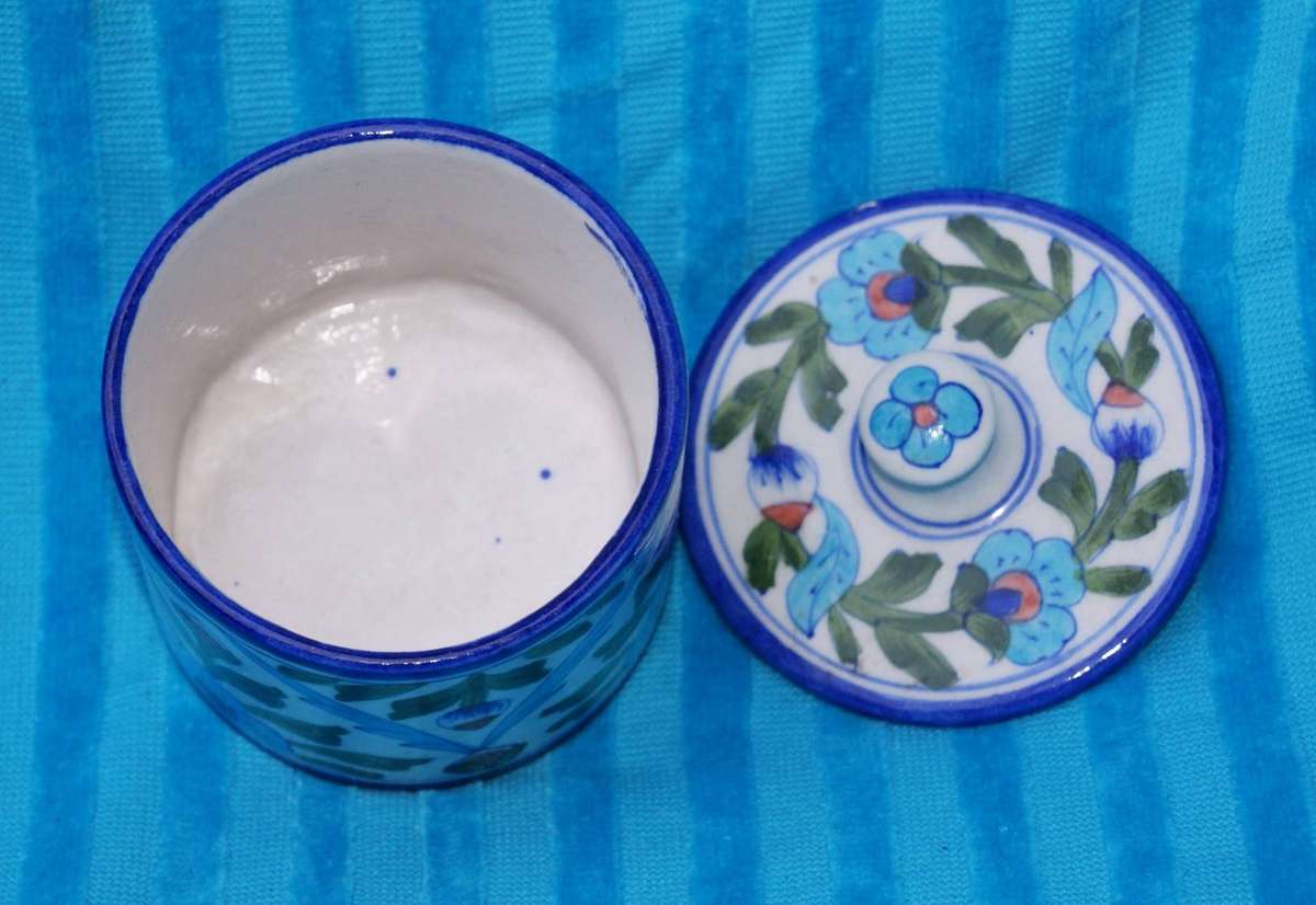 Vintage Hand Painted Ceramic Lidded Jar