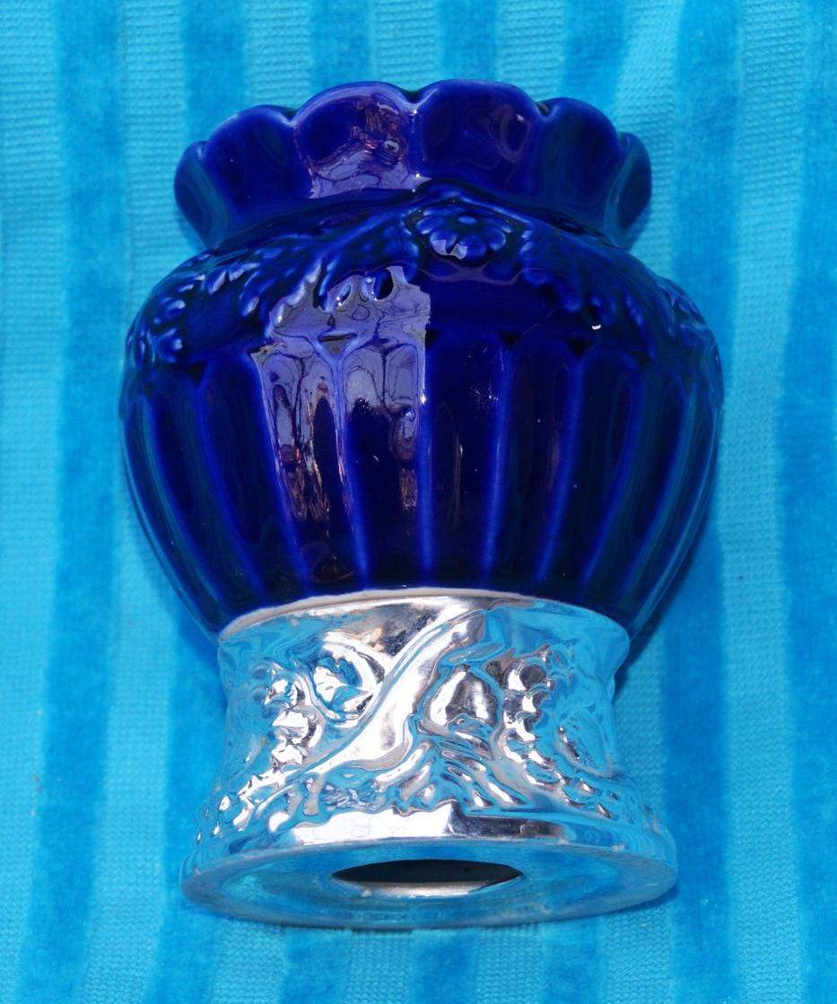 Vintage Blue and Silver Vase