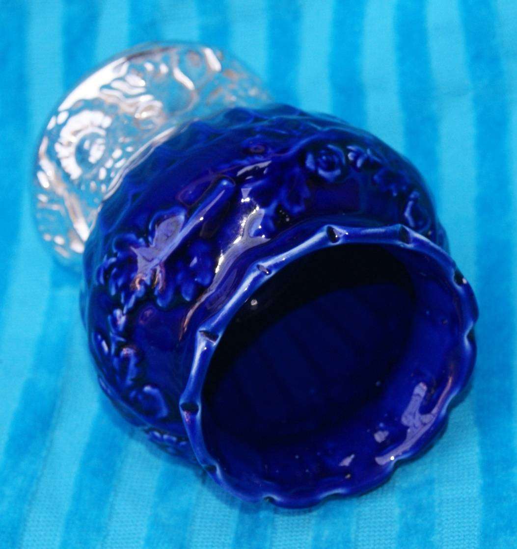 Vintage Blue and Silver Vase