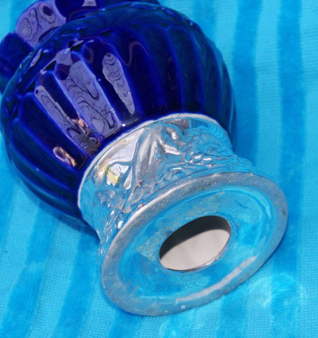 Vintage Blue and Silver Vase