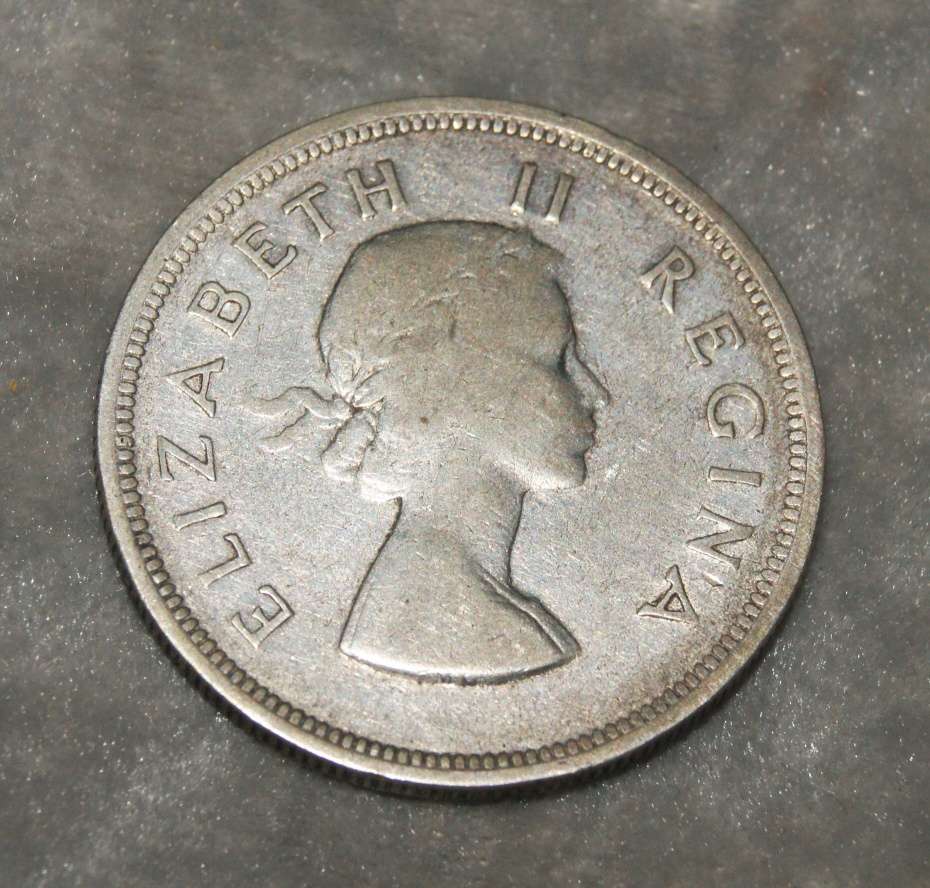 1955 South Africa 2.5 Shilling (half crown) VF 50% silver coin