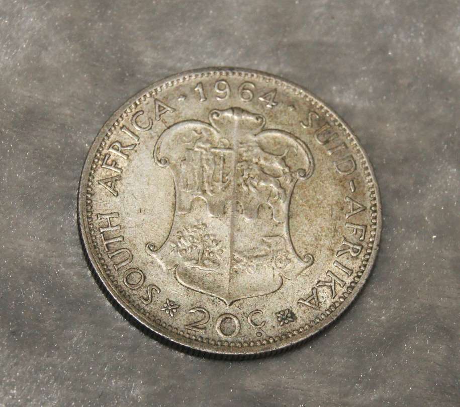 1964 South Africa 20c VF coin