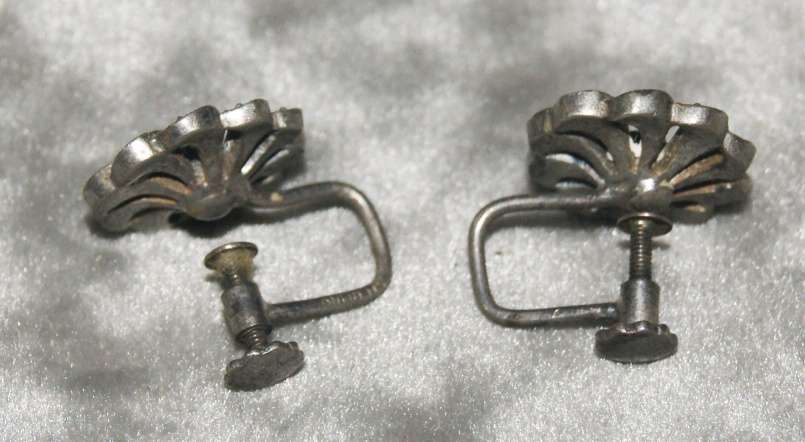 Pair of sterling silver 925 and marcasite earrings