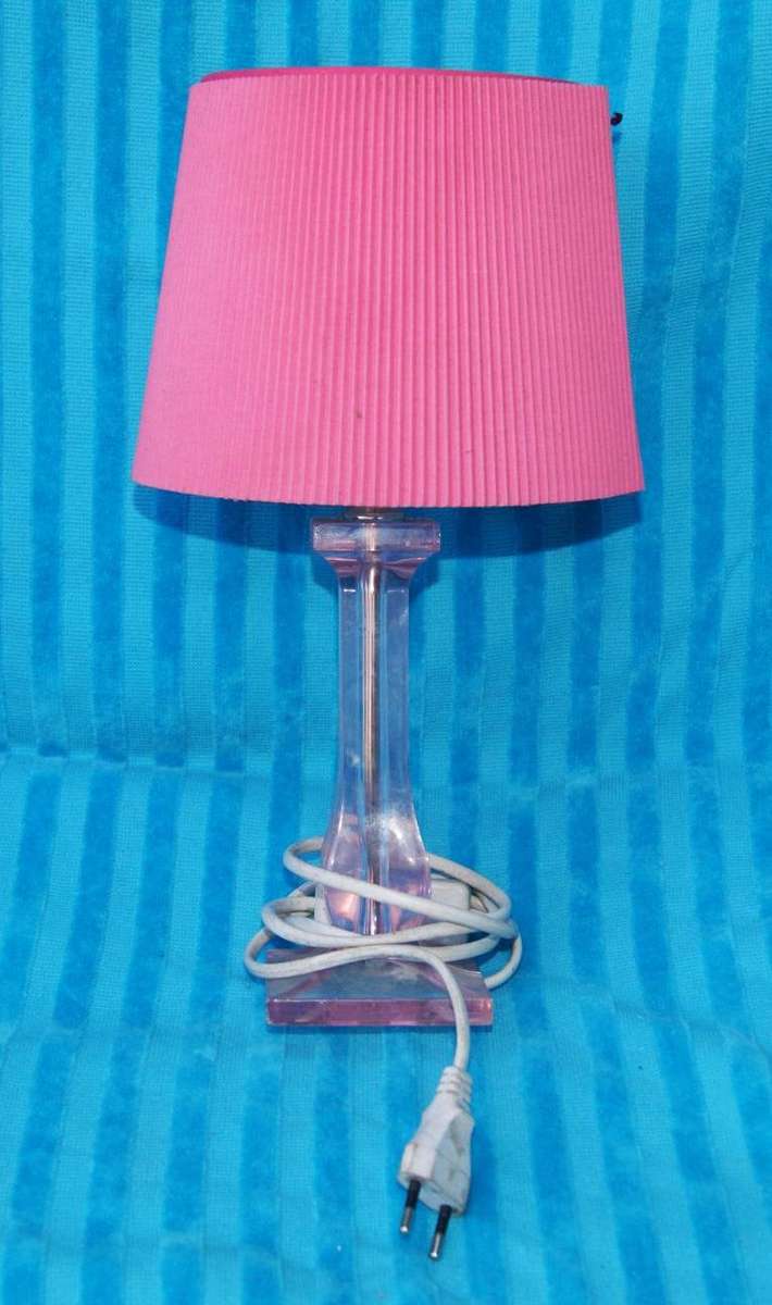 Pink Acrylic Bedside Lamp with Pink Lamp Shade