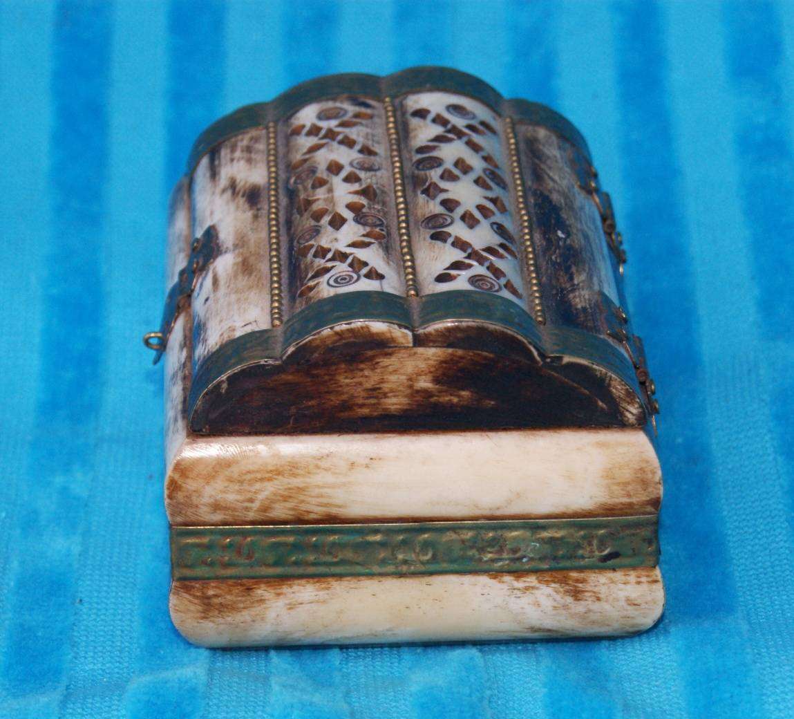 Vintage Hand Made Bone and Brass Trinket Box