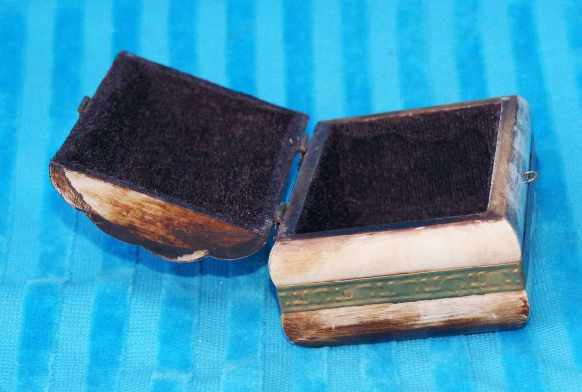 Vintage Hand Made Bone and Brass Trinket Box