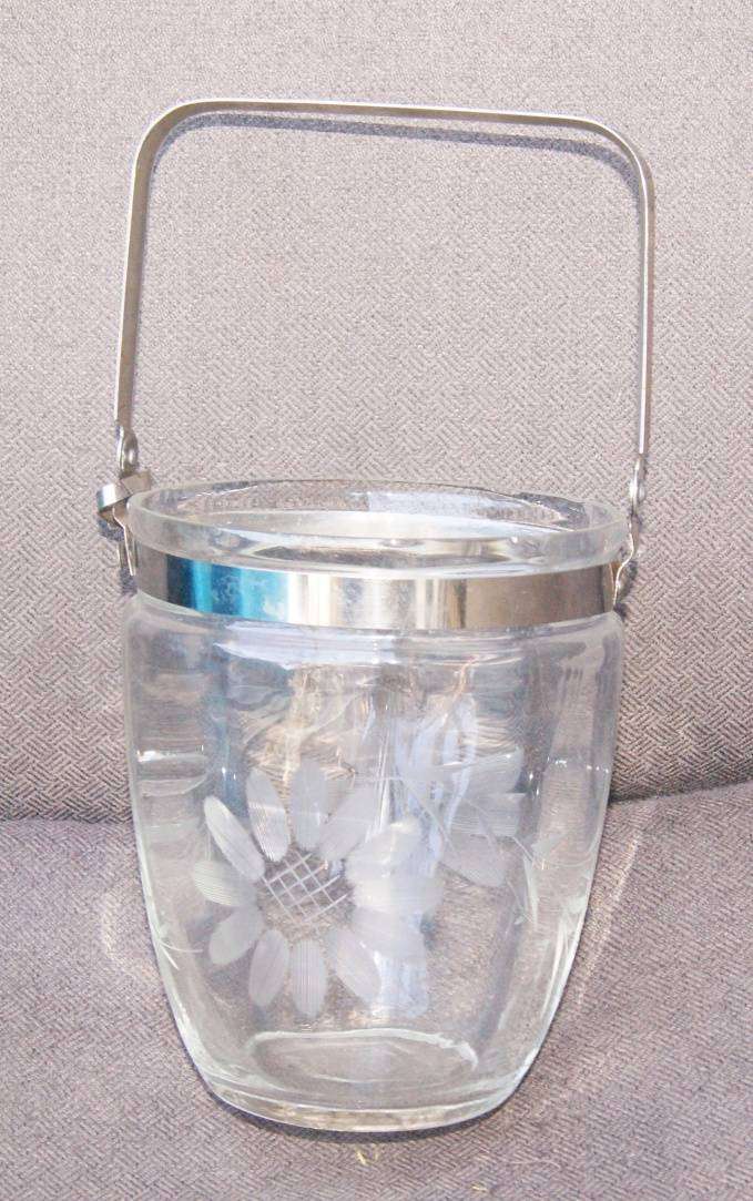Hand Cut Glass Ice Bucket
