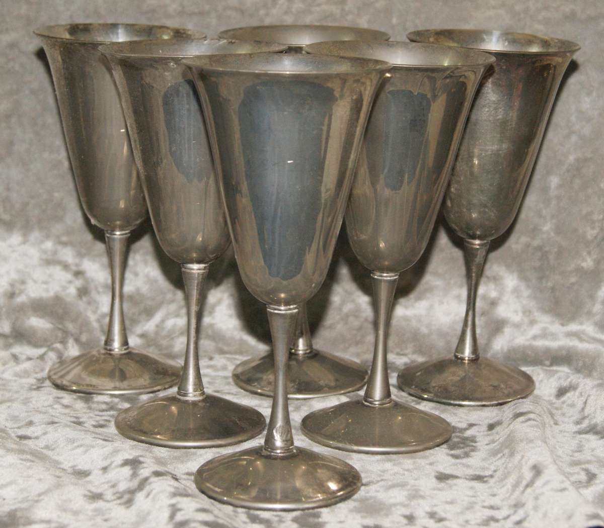 Set of 6 Bolcona silver plated wine goblets