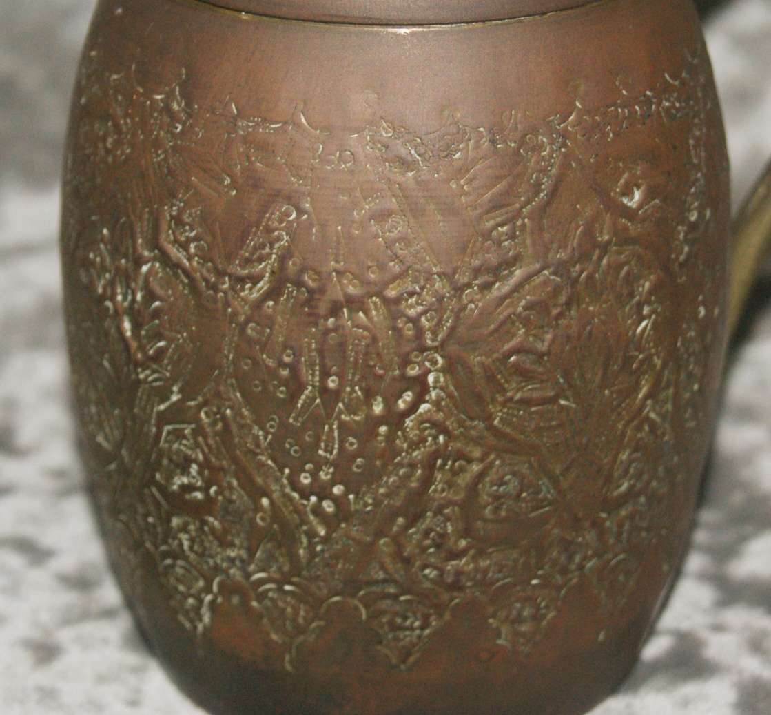 Vintage copper and brass hand etched beer mug @@ CCRRAAZZYY R1 START