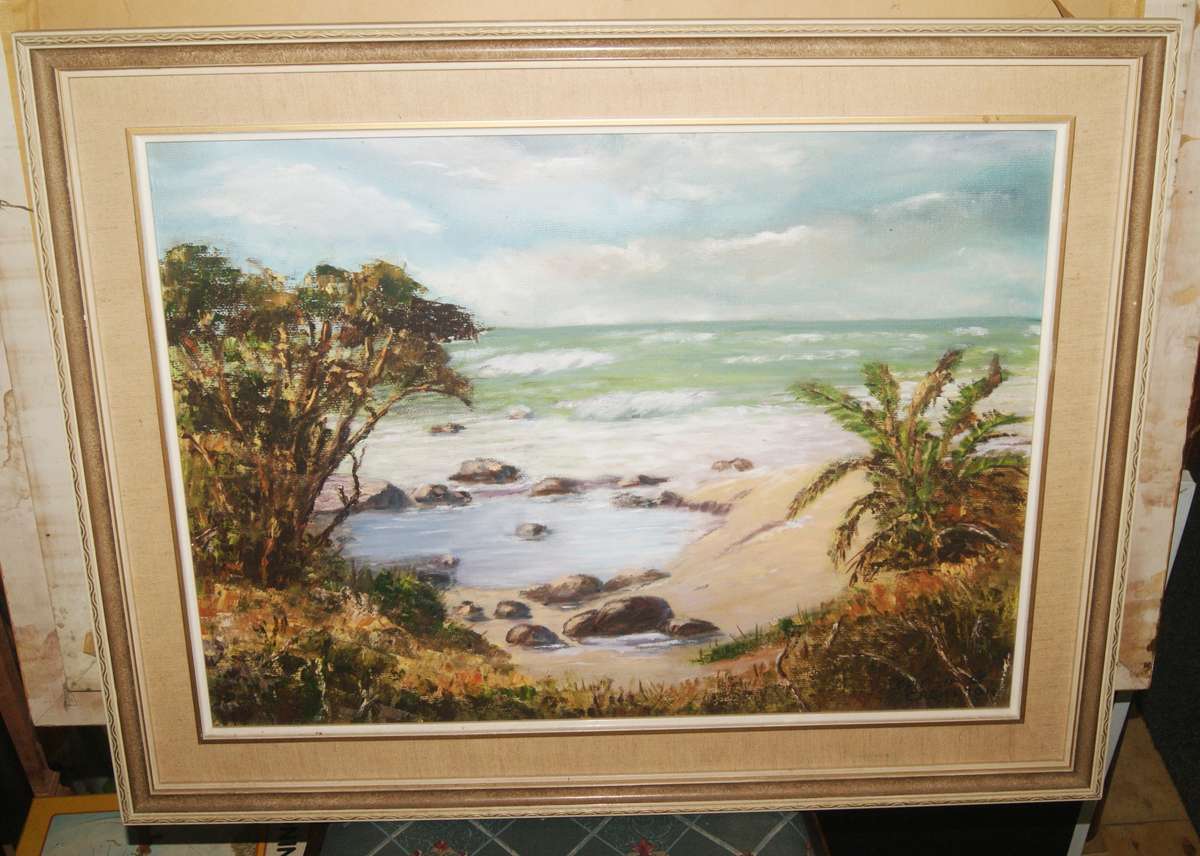 Seascape oil on board by Cliff H Crompton signed