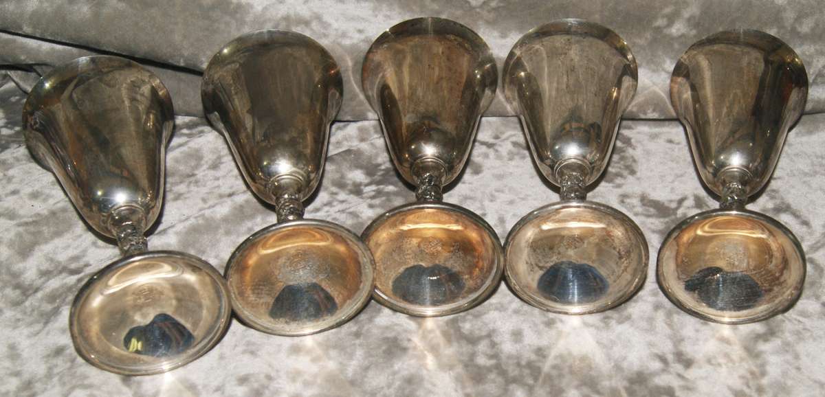 Set of 5 Valero silver plated wine goblets