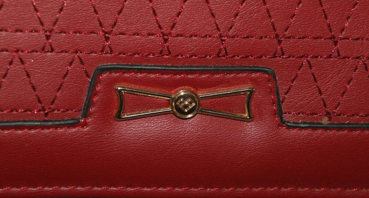 Red and beige purse