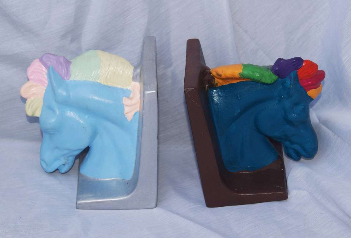Pair of Painted Ceramic Horse Head Bookends
