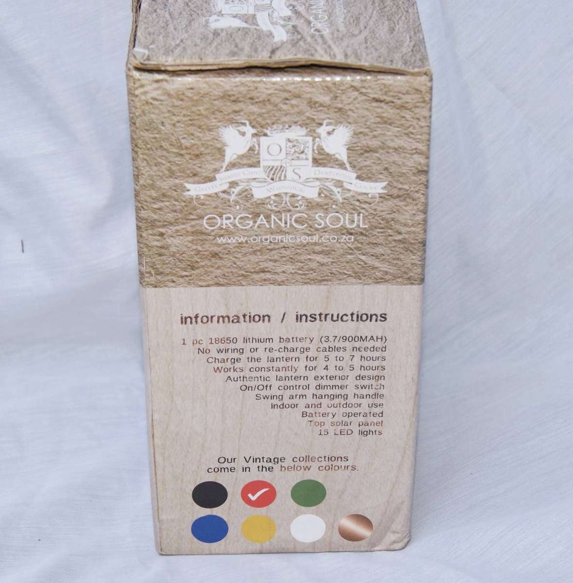 New in Box Organic Soul Red Solar Lantern