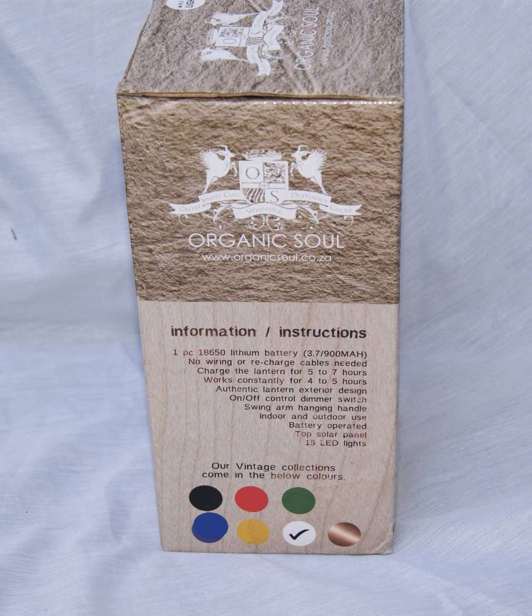 New in Box Organic Soul White Solar Lantern