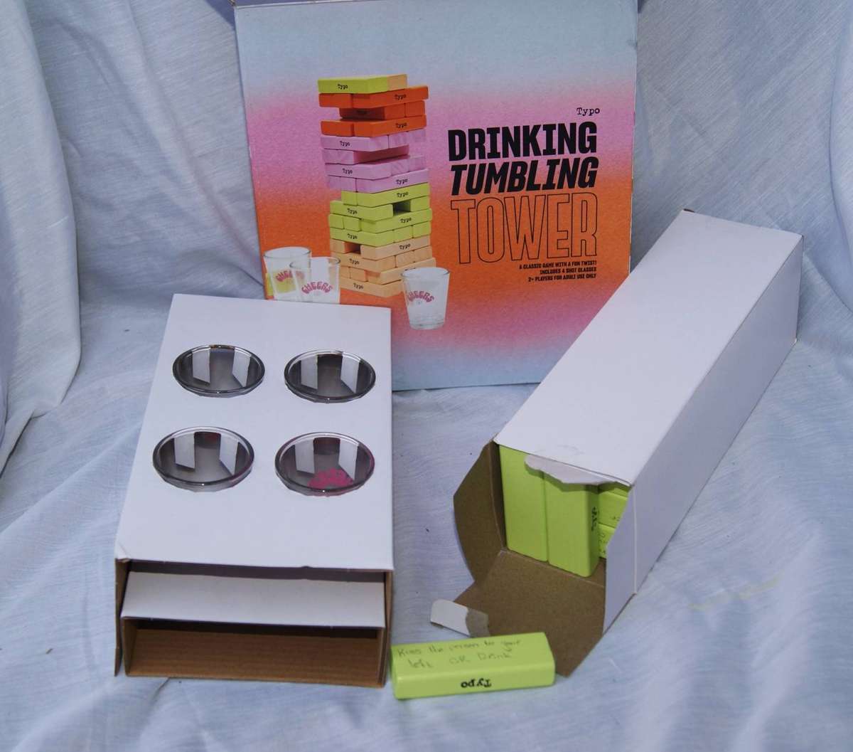 Typo Drinking Tumbling Tower Game