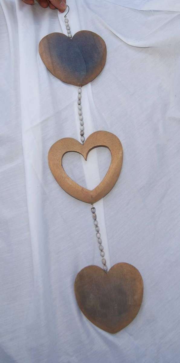 Hand Carved Heart Hanging Decoration