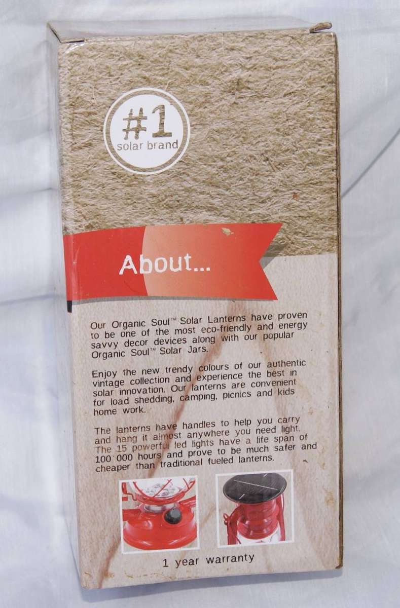 New in Box Organic Soul Red Solar Lantern