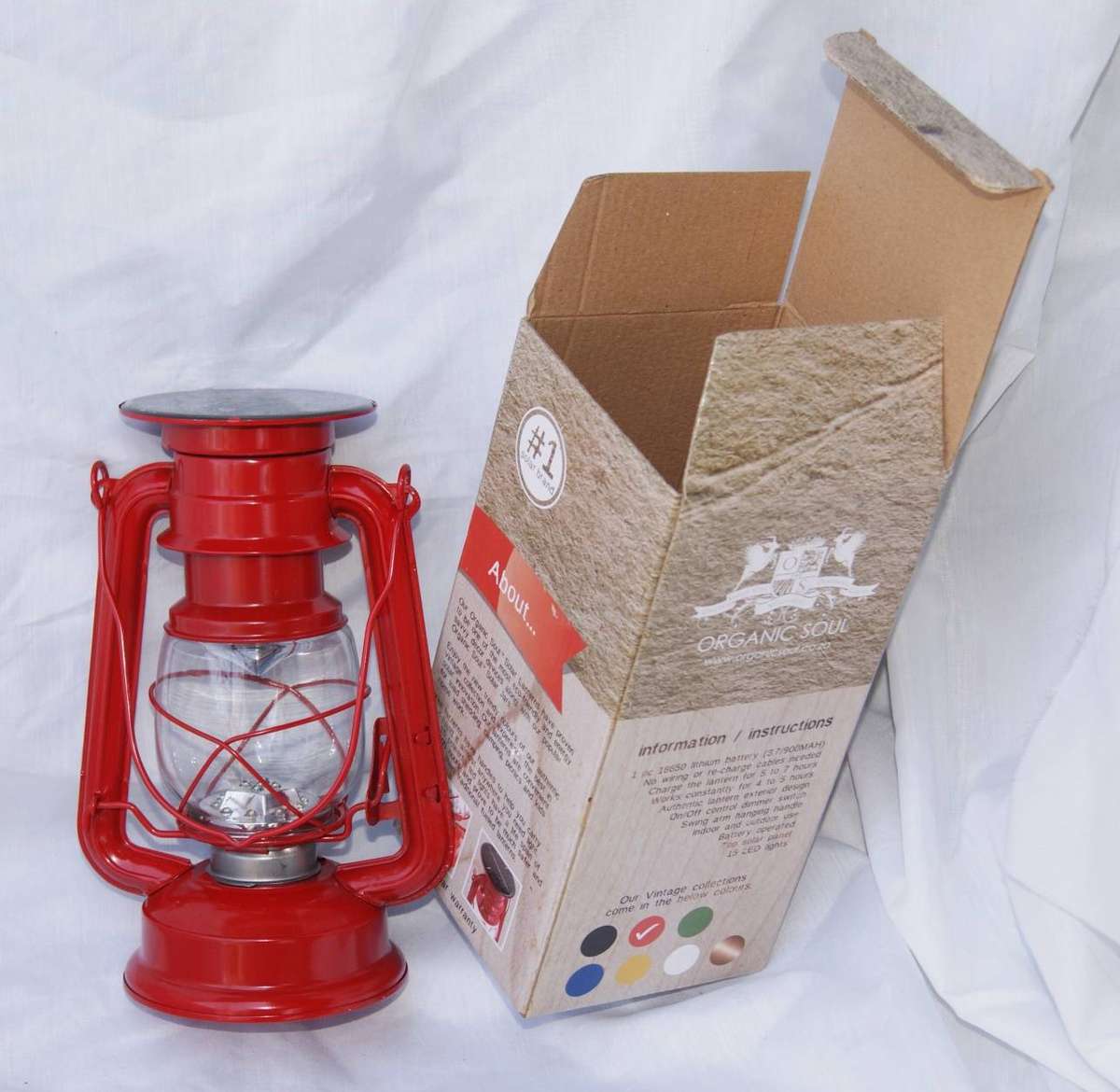 New in Box Organic Soul Red Solar Lantern