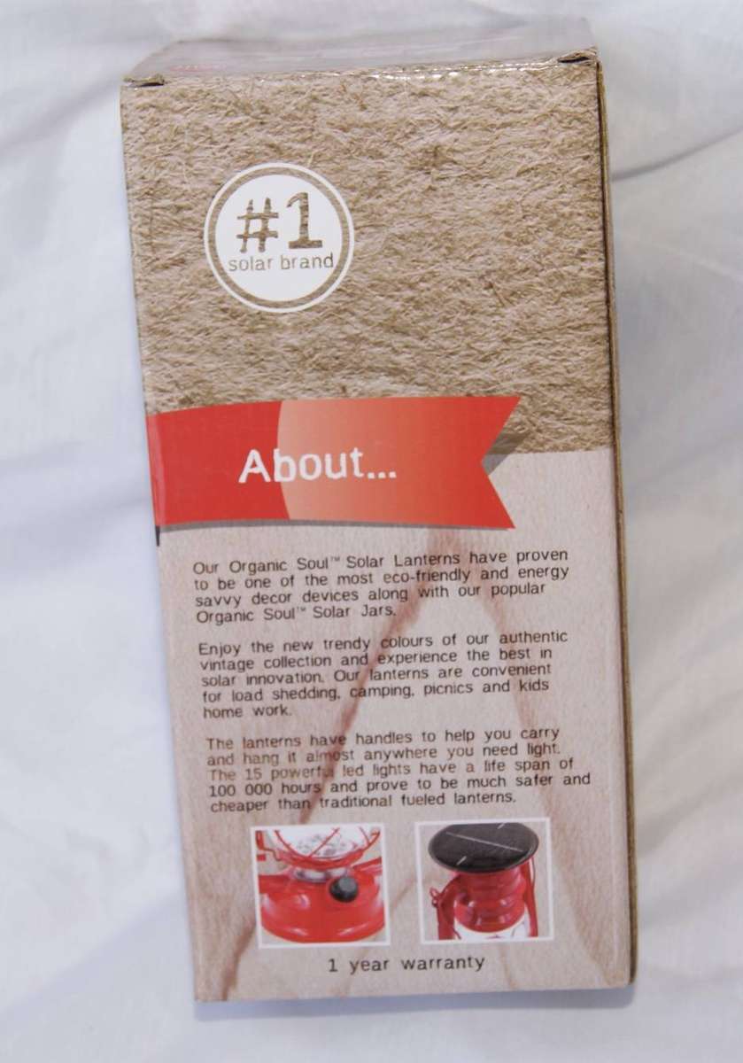 New in Box Organic Soul Red Solar Lantern