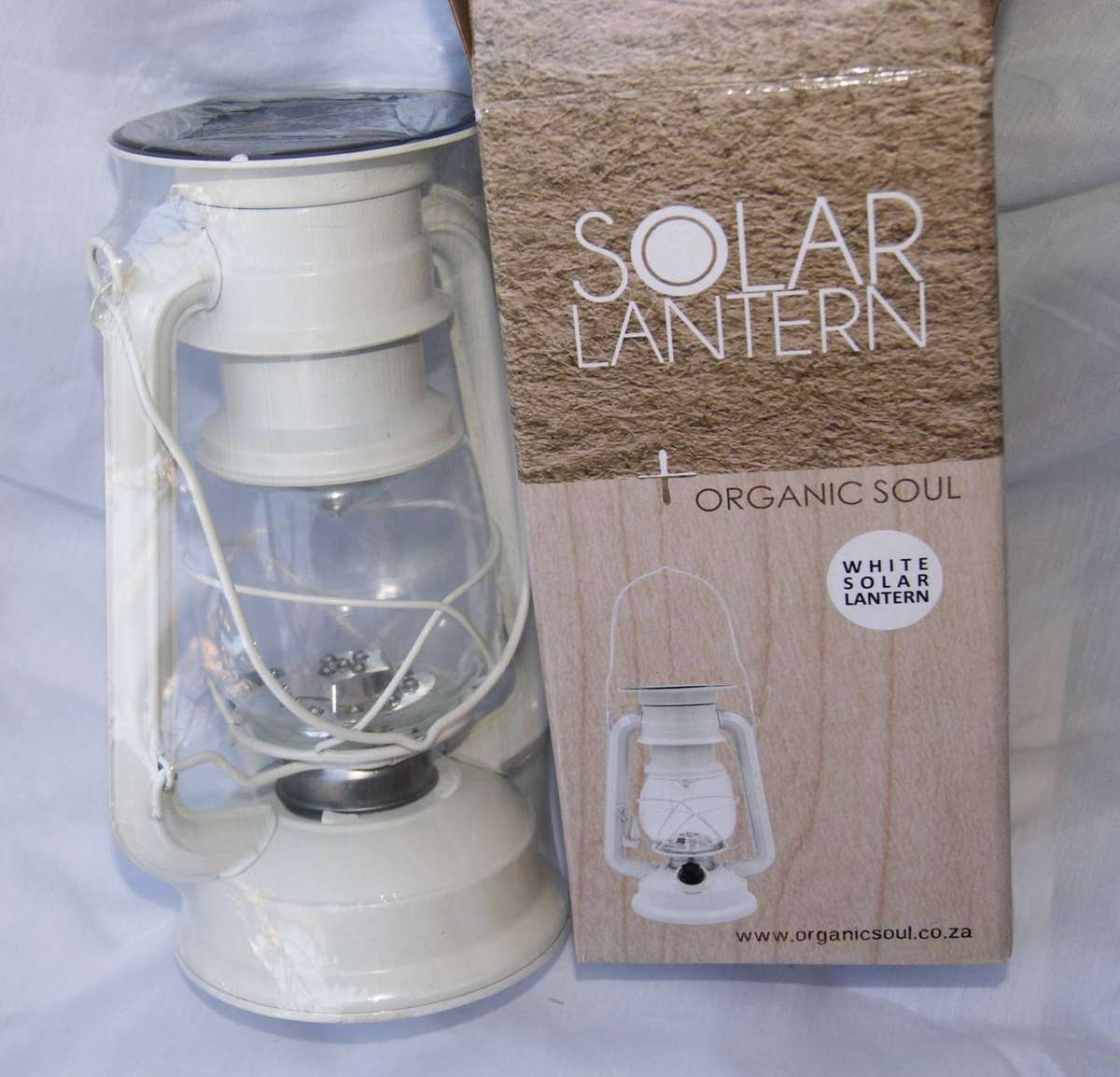 New in Box Organic Soul White Solar Lantern