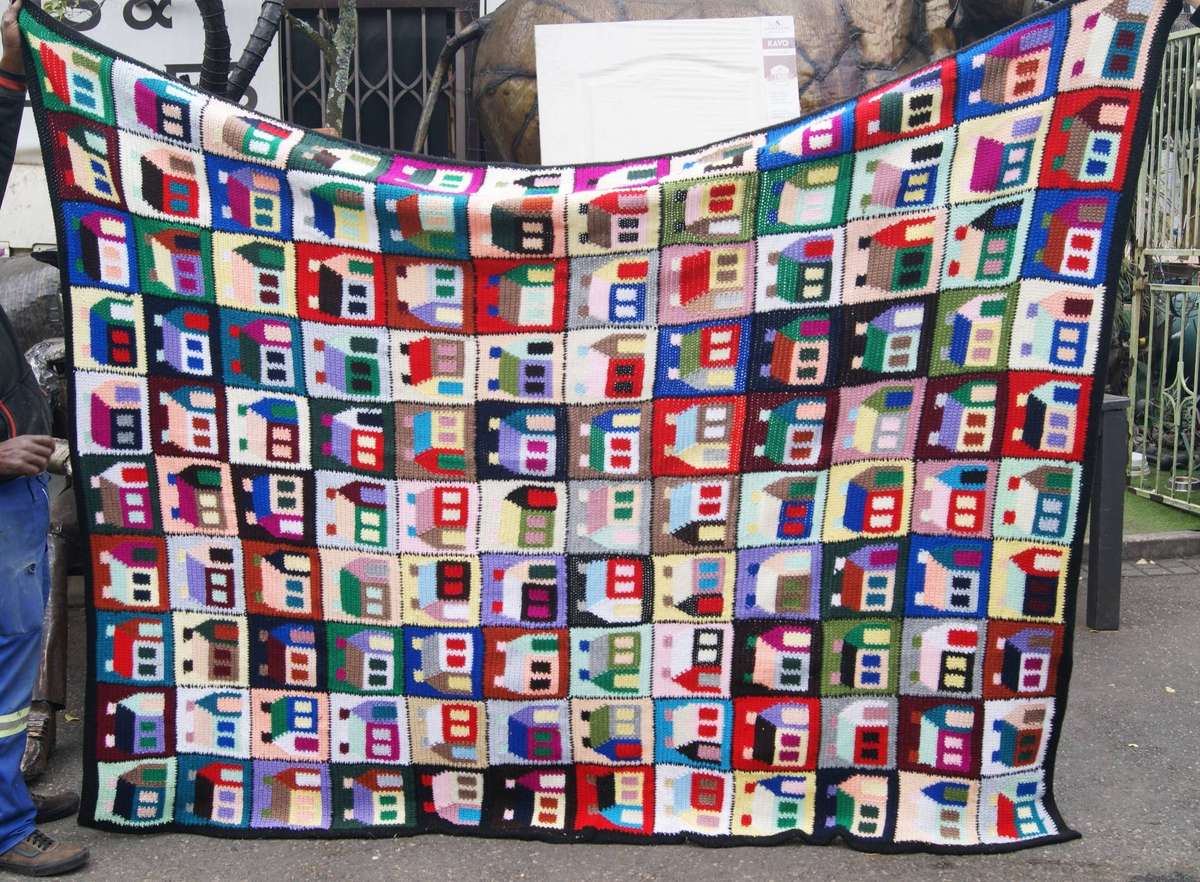 Crochet Blanket featuring Houses