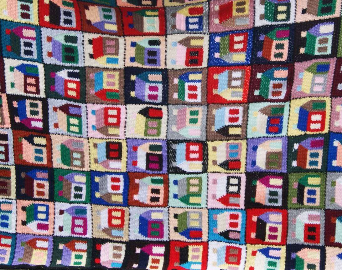 Crochet Blanket featuring Houses