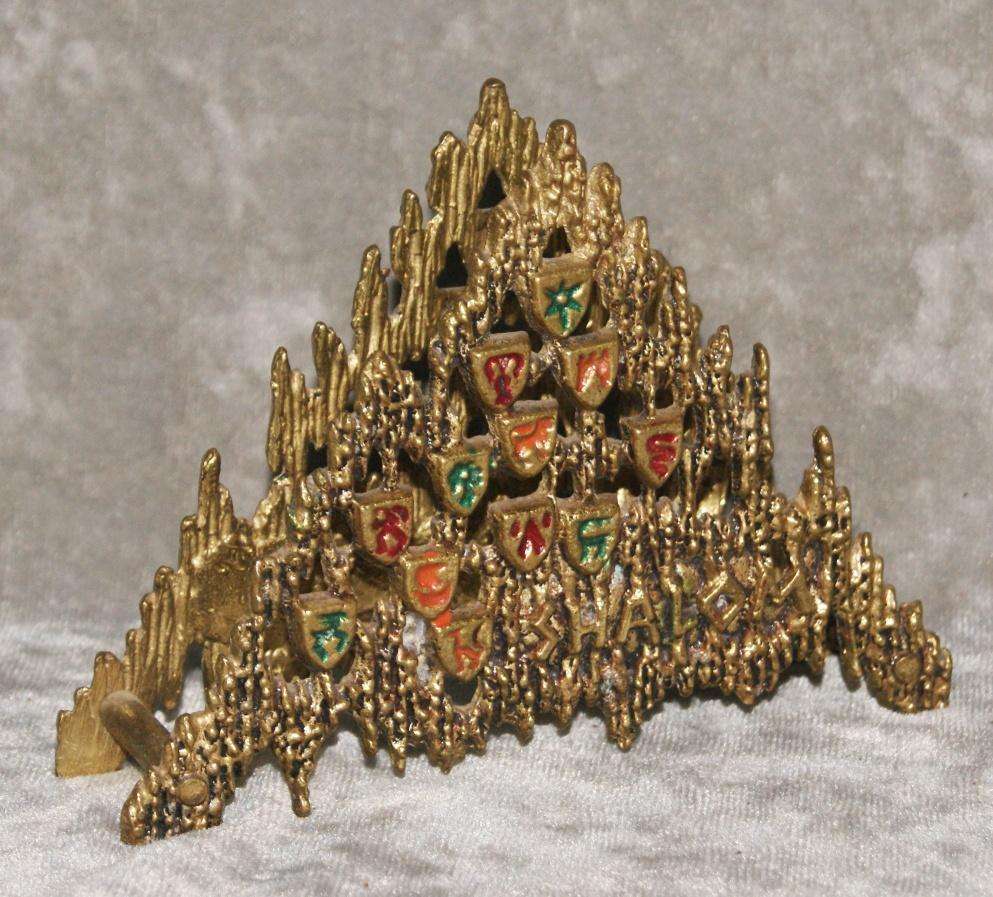 Brass and enamel "Shalom" serviette holder @ Crazy R1 start