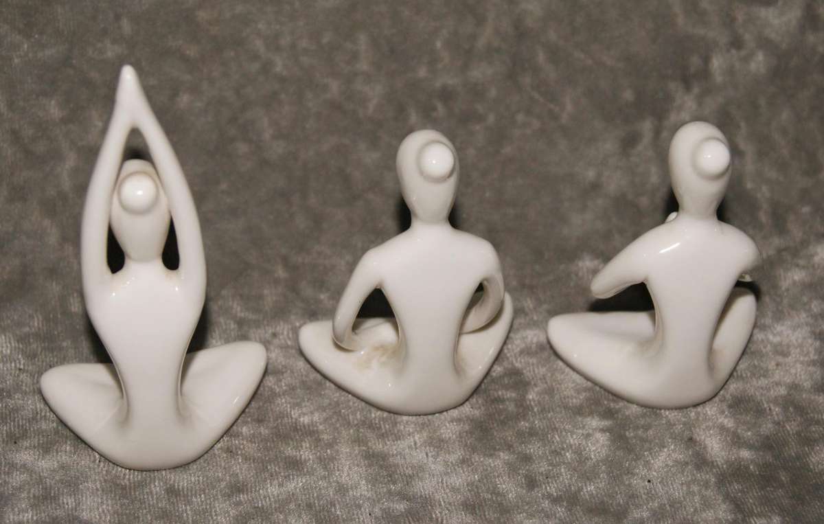 Lot of 3 meditation pose ceramic figurines