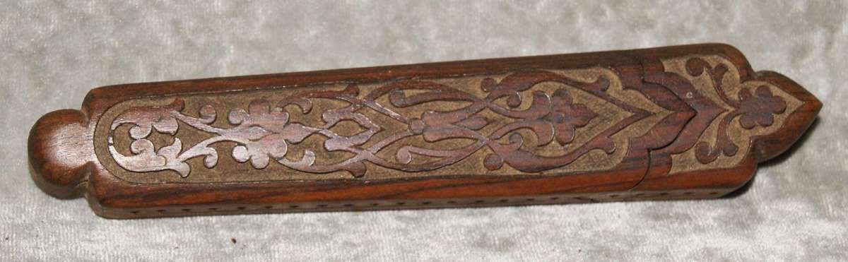 Hand carved vintage pen case