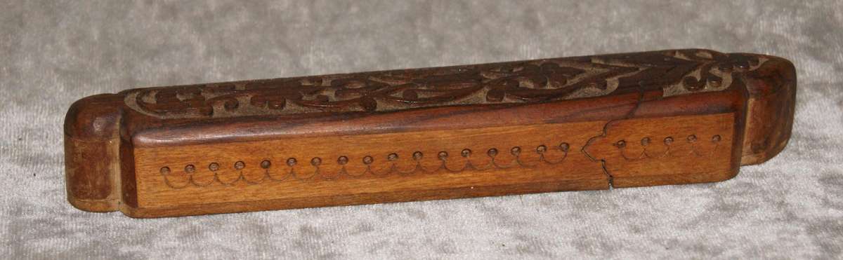 Hand carved vintage pen case