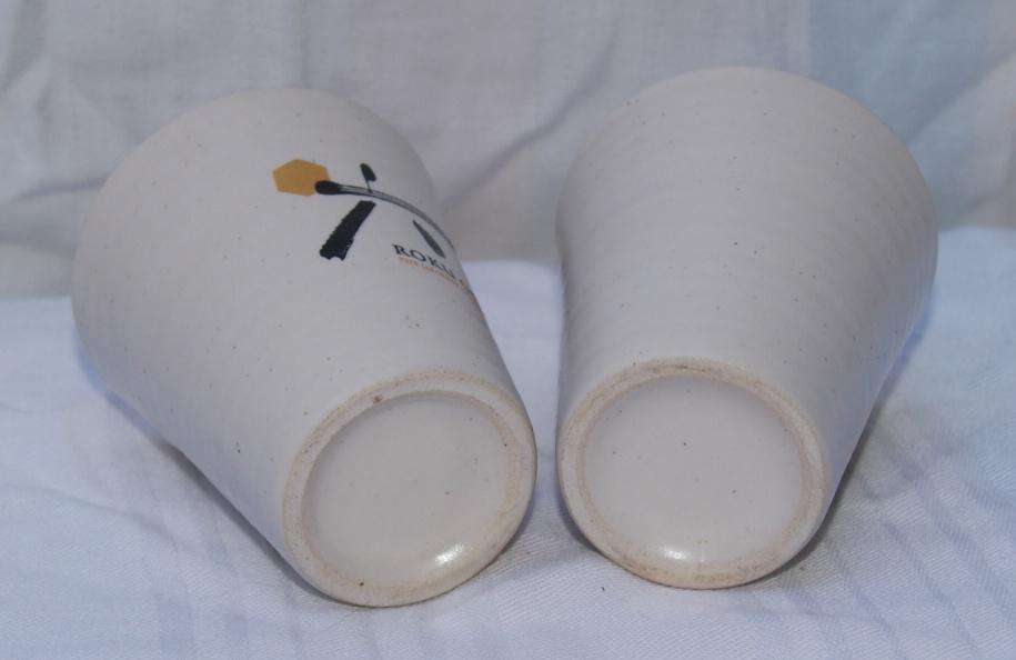Pair of Roku Gin 5cl stoneware measuring/ drinking cup @ crazy R1 start