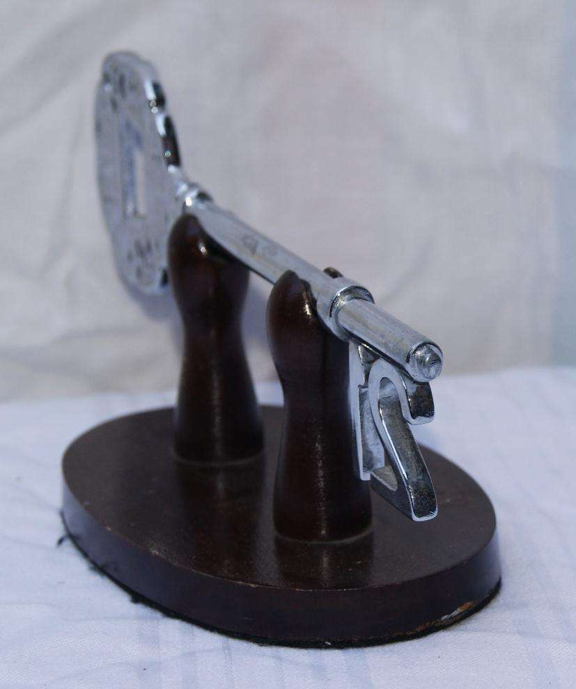 Vintage silver plated 21st key on stand @ crazy R1 start