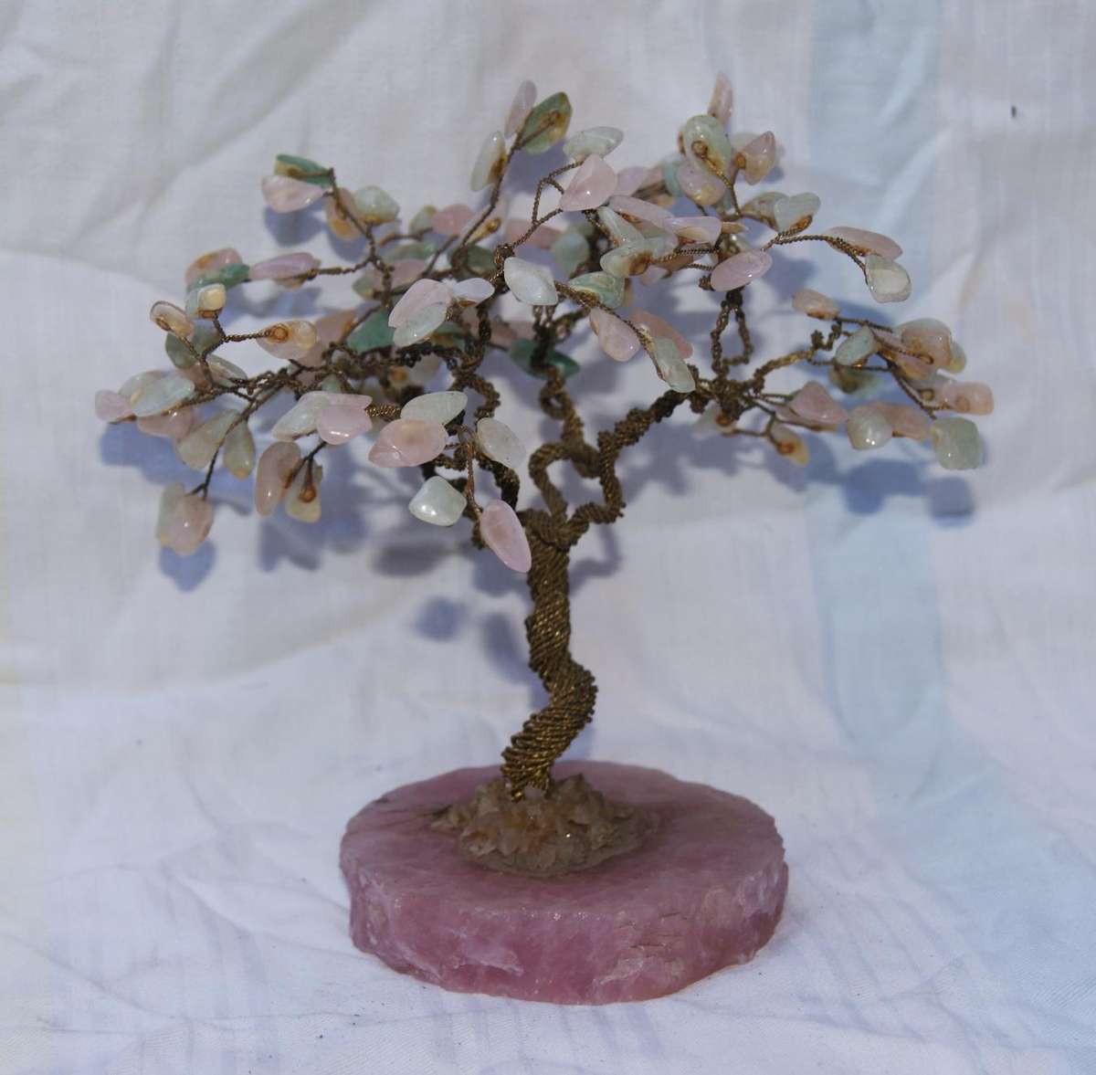 Gemstone tree with rose quartz base @ crazy R1 start