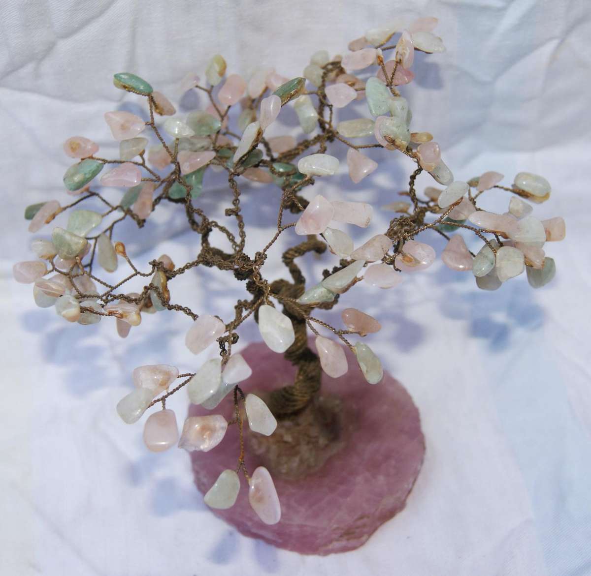 Gemstone tree with rose quartz base @ crazy R1 start