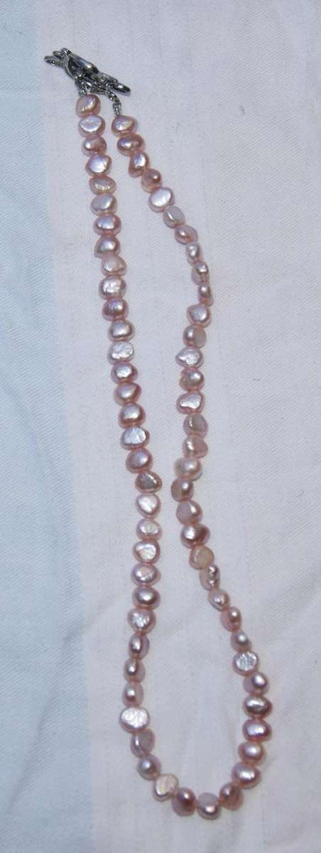 Vintage hand strung 5x8mm pink freshwater pearl necklace