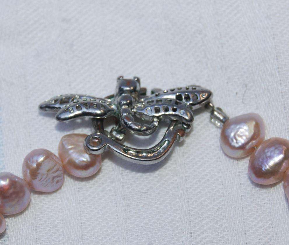 Vintage hand strung 5x8mm pink freshwater pearl necklace