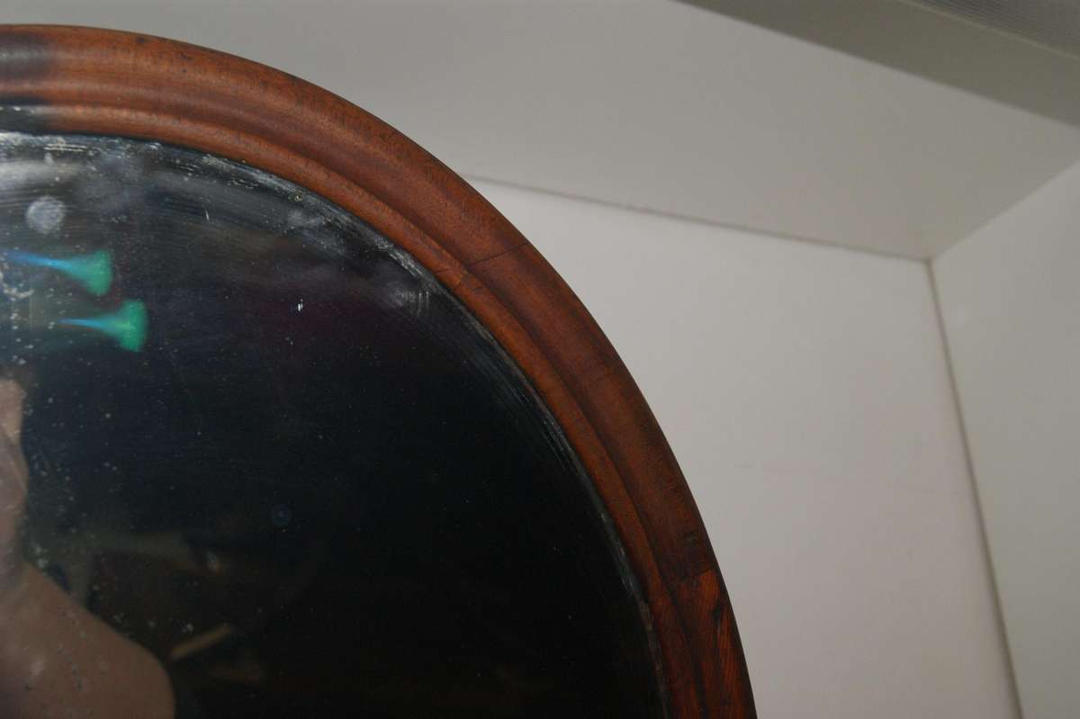 Victorian Mahogany Oval Dressing Table Mirror with Dual Hidden Trinket Compartments