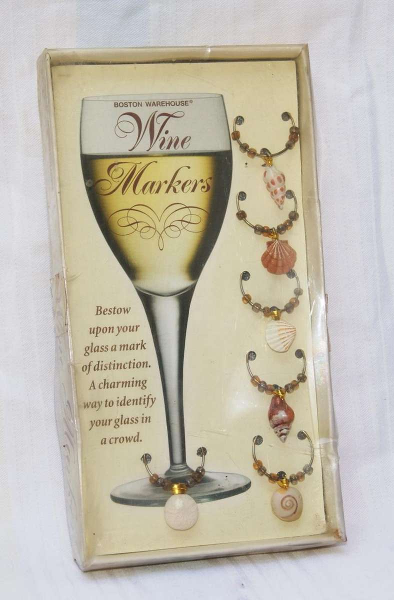 Boston Warehouse Wine Markers  Set of 6 Shell-Themed Charms