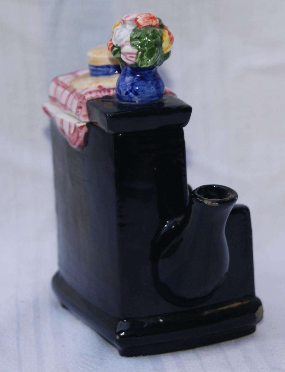 Vintage Piano-Shaped Mini Teapot  Hand-Painted Ceramic