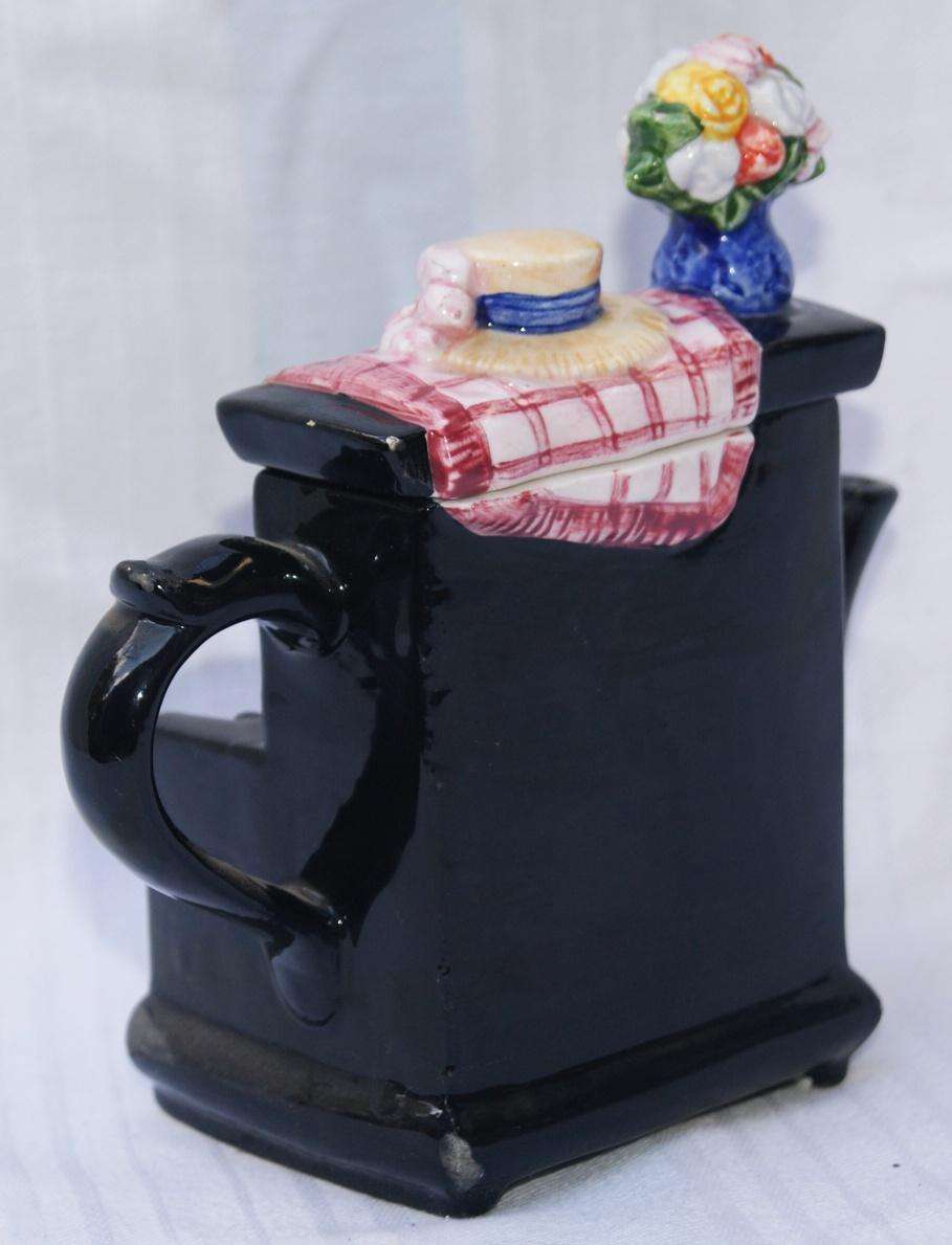 Vintage Piano-Shaped Mini Teapot  Hand-Painted Ceramic