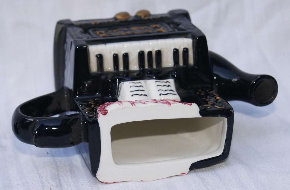 Vintage Piano-Shaped Mini Teapot  Hand-Painted Ceramic
