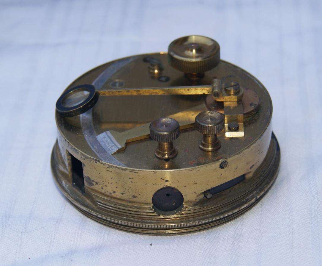 Antique Brass Pocket Sextant  Engraved "SGT"  Original Leather Case