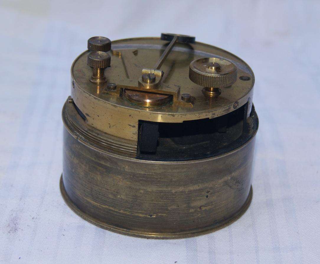 Antique Brass Pocket Sextant  Engraved "SGT"  Original Leather Case