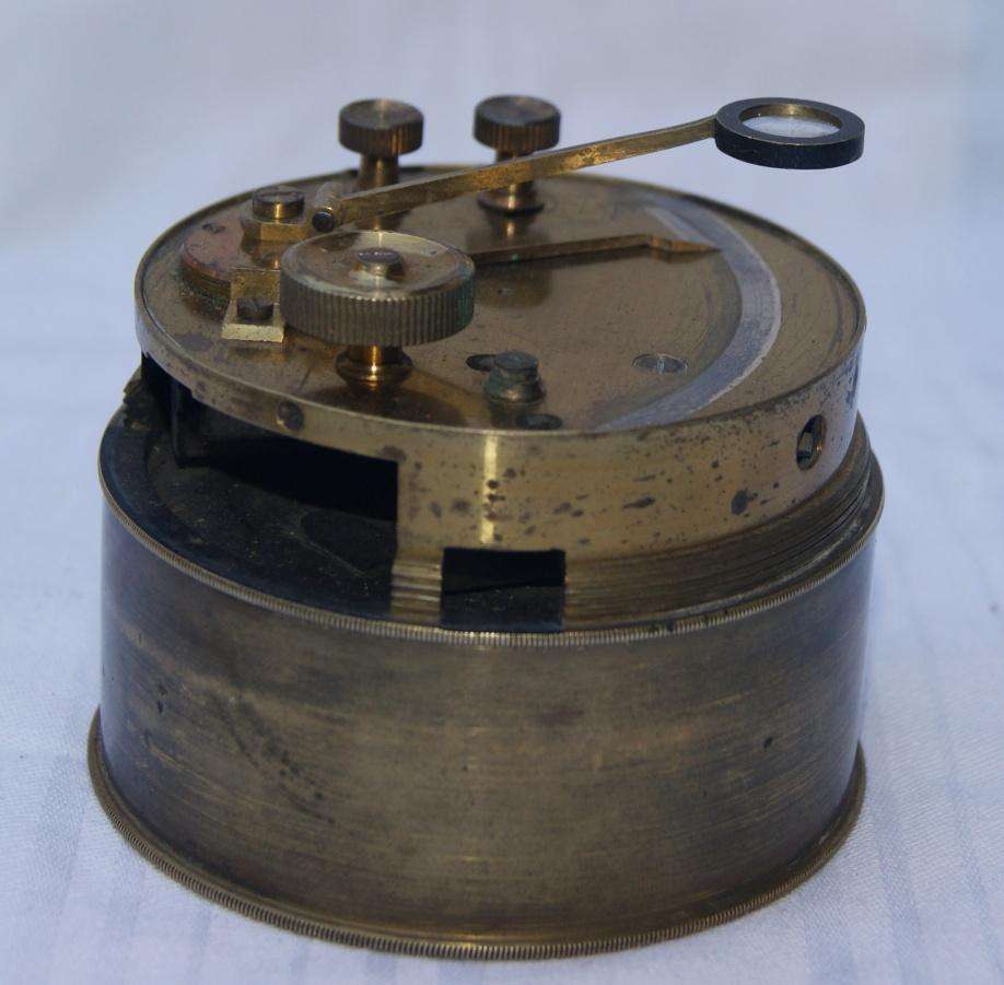 Antique Brass Pocket Sextant  Engraved "SGT"  Original Leather Case