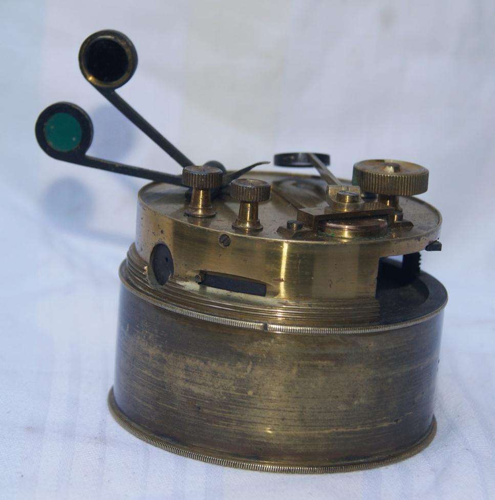 Antique Brass Pocket Sextant  Engraved "SGT"  Original Leather Case