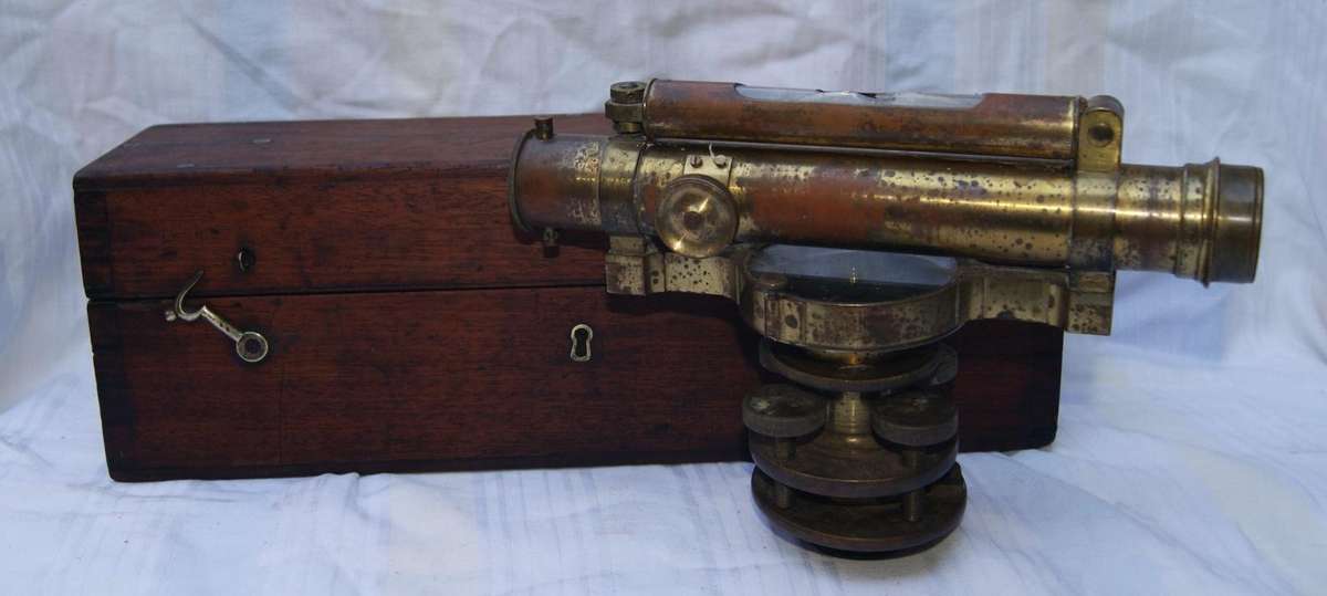Antique Negretti & Zambra Surveyors Level in Original Wooden Box