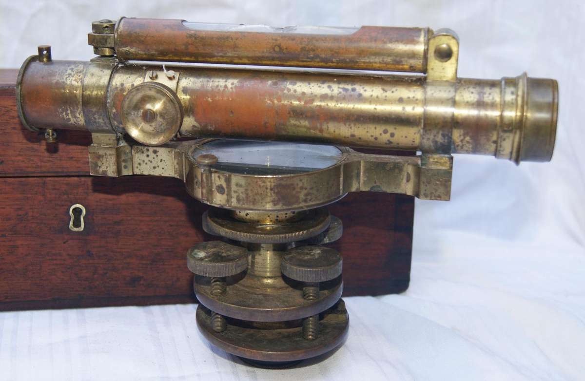 Antique Negretti & Zambra Surveyors Level in Original Wooden Box