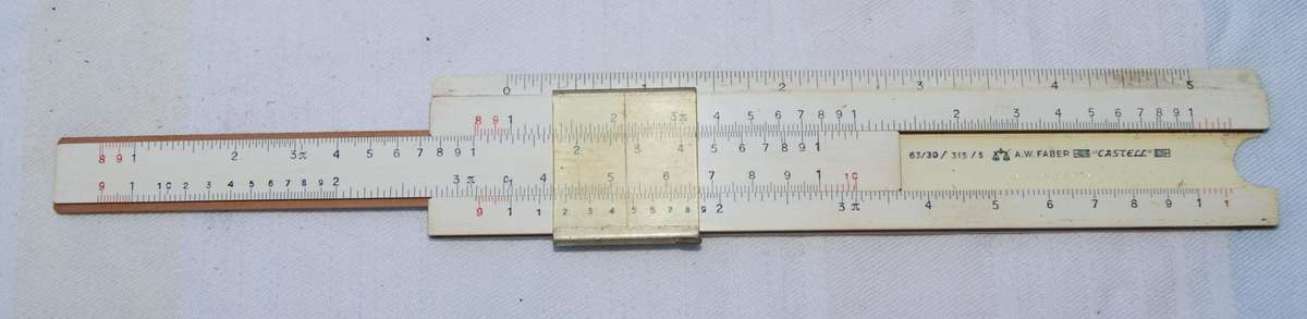 Vintage A.W. Faber Castell Pocket Slide Rule  Model 63/39/313/S